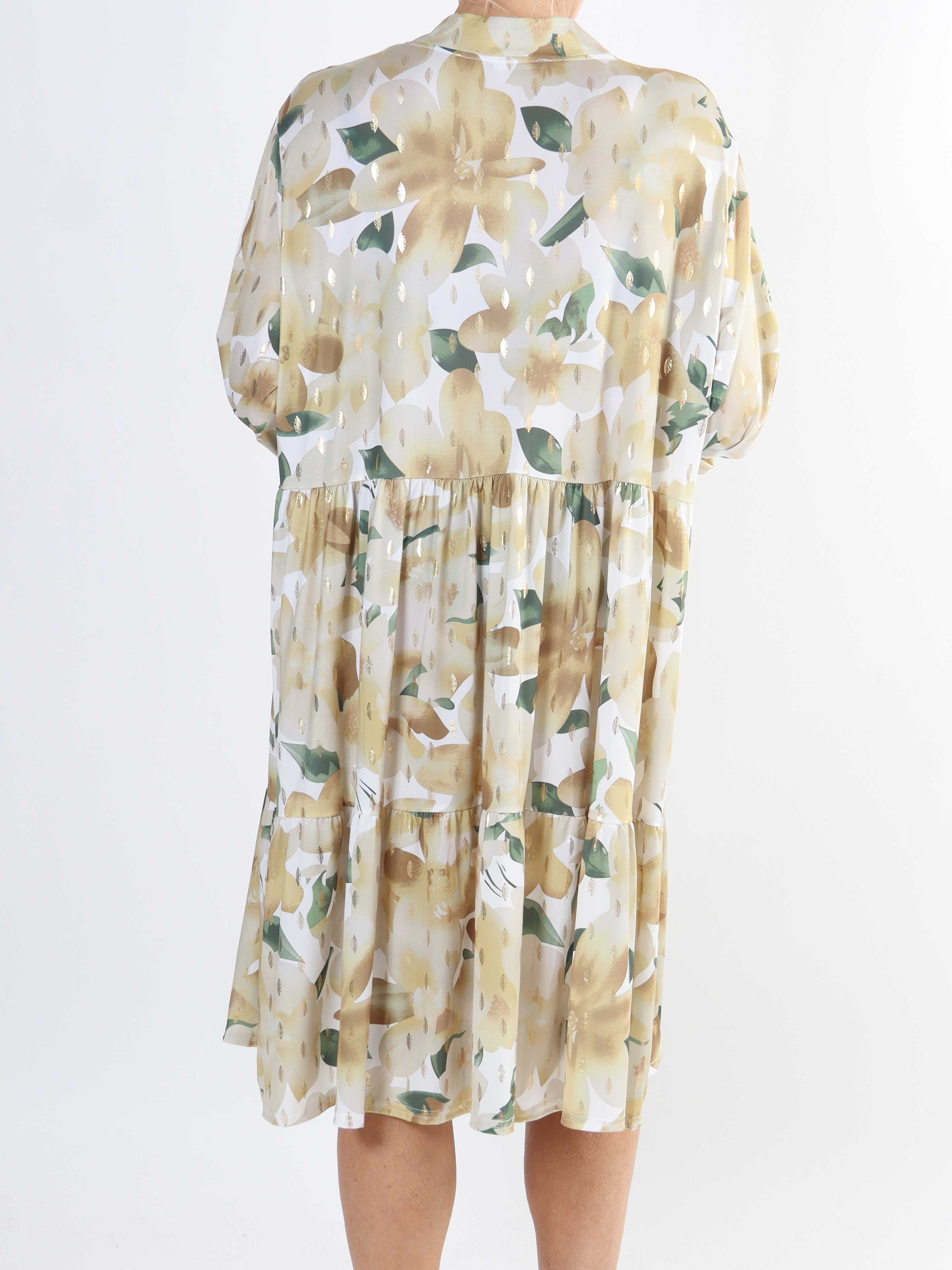 Milano Flower Midi - Plus size kjole med blomsterprint og lag på lag look